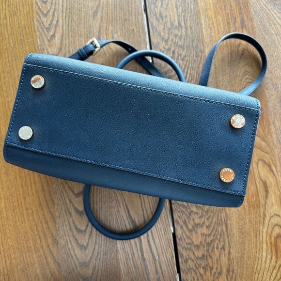 Michael Kors Selma Saffiano Leather Satchel Messenger Handbag Medium Navy Blue - Picture 6 of 8